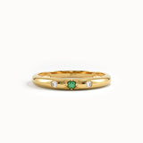 14k Solid Gold Emerald Wedding Band for Women - BRENNMORE 