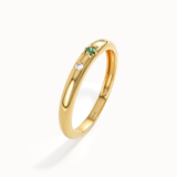 14k Solid Gold Emerald Wedding Band - BRENNMORE