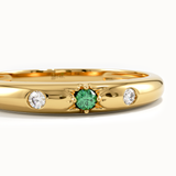 14k Solid Gold Emerald Wedding Band - BRENNMORE
