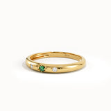 14k Solid Gold Emerald Wedding Band for Women - BRENNMORE 