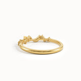 14K Solid Gold Moon Star Ring for Women