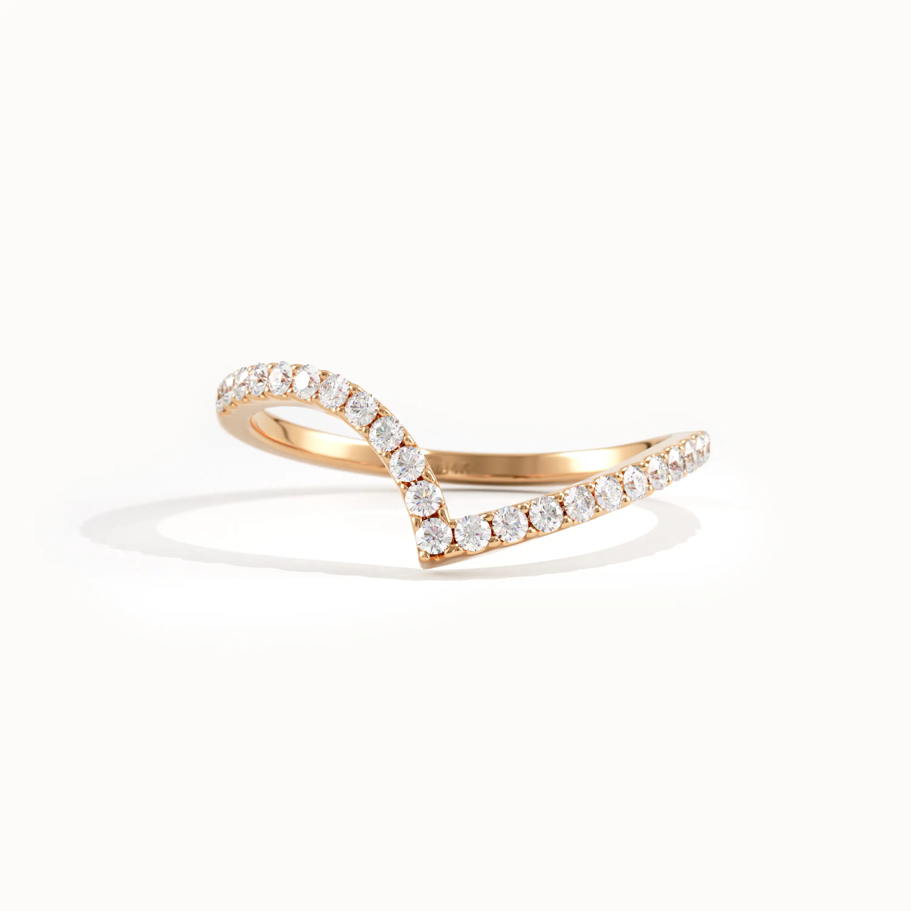 14k Solid Gold Lab Diamond Chevron Ring - BRENNMORE