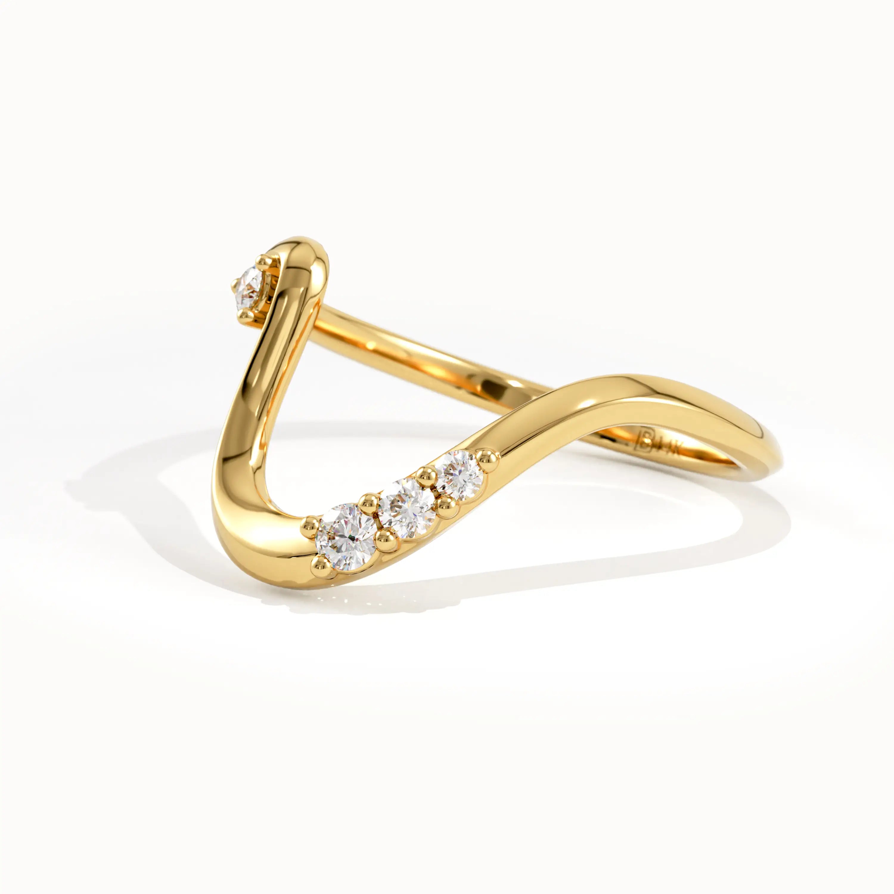 14K Solid Gold Deep Curved Wedding Band - BRENNMORE 