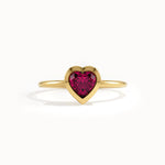 Bezel Ruby Heart Ring for Women - BRENNMORE 