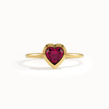 Bezel Ruby Heart Ring for Women - BRENNMORE 