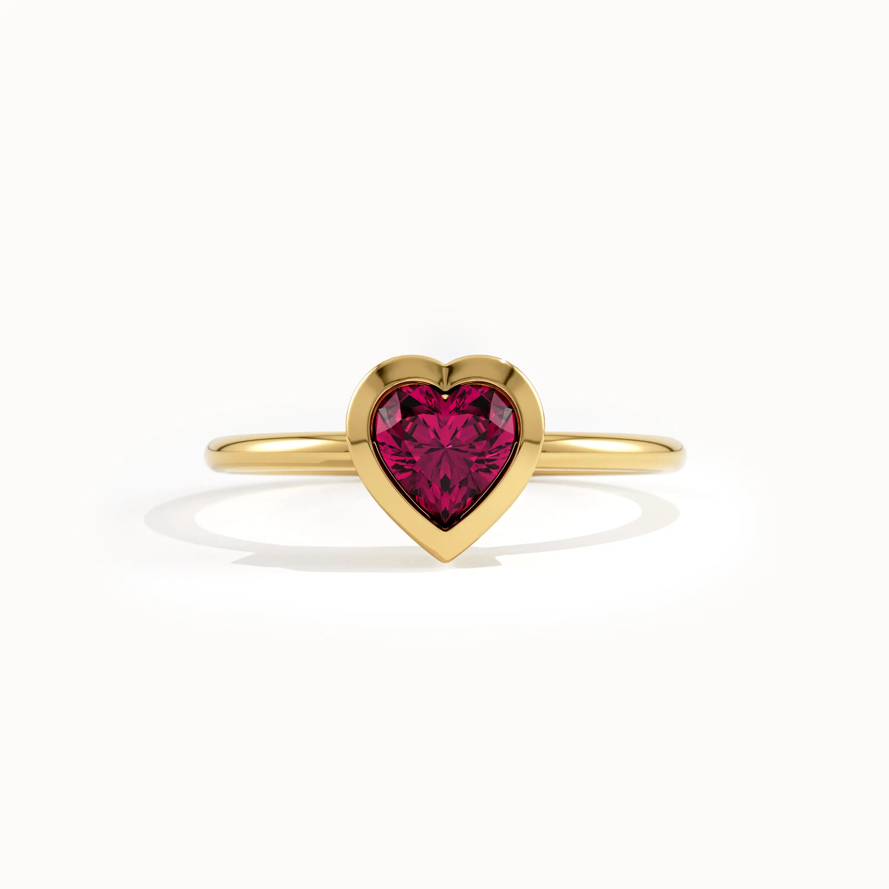 Bezel Ruby Heart Ring for Women - BRENNMORE 