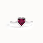 Bezel Ruby Heart Ring for Women - BRENNMORE 