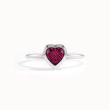 Bezel Ruby Heart Ring for Women - BRENNMORE 