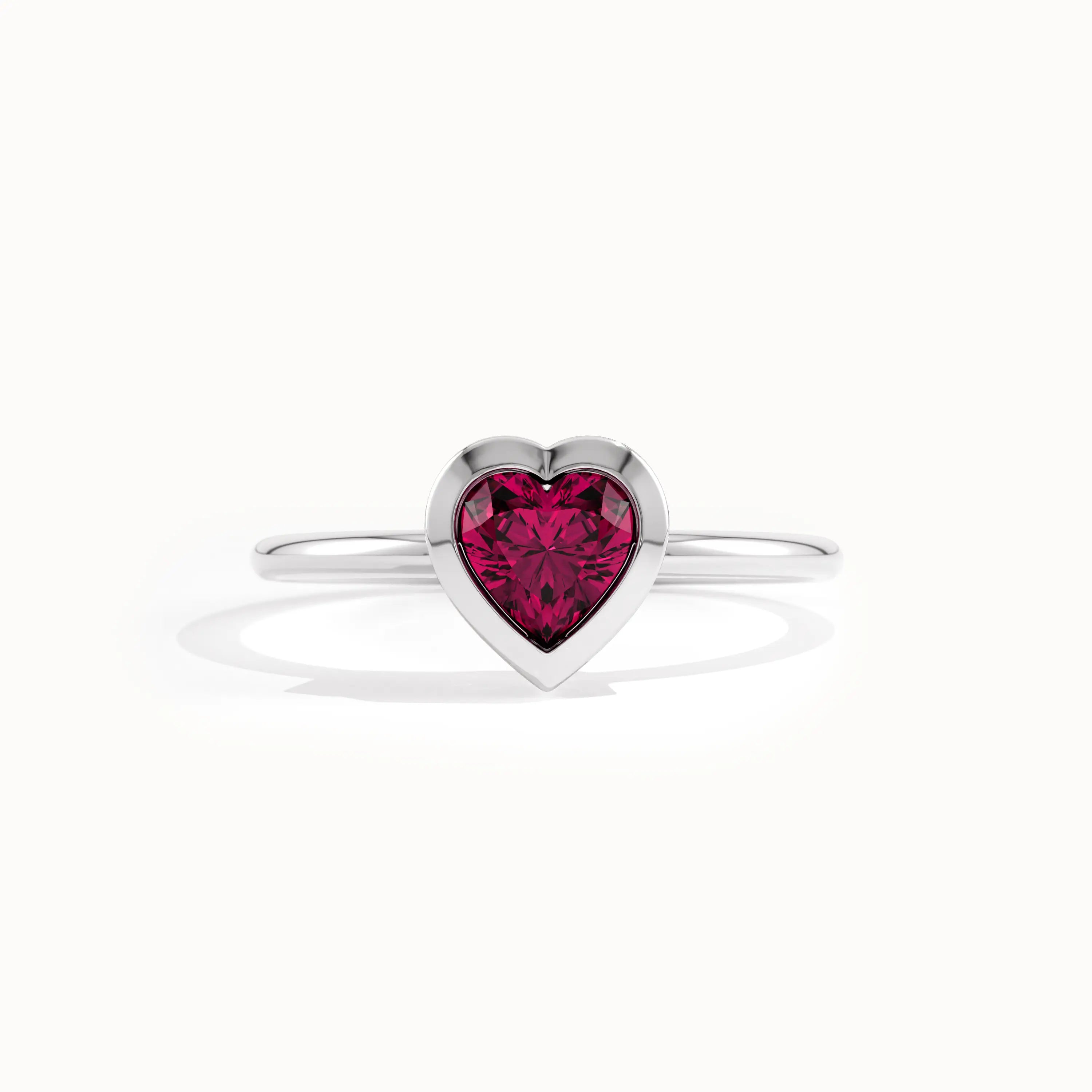 Bezel Ruby Heart Ring for Women - BRENNMORE 