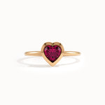 Bezel Ruby Heart Ring for Women - BRENNMORE 