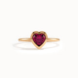 Bezel Ruby Heart Ring for Women - BRENNMORE 