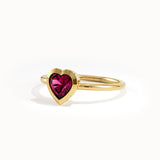 Bezel Ruby Heart Ring for Women - BRENNMORE 