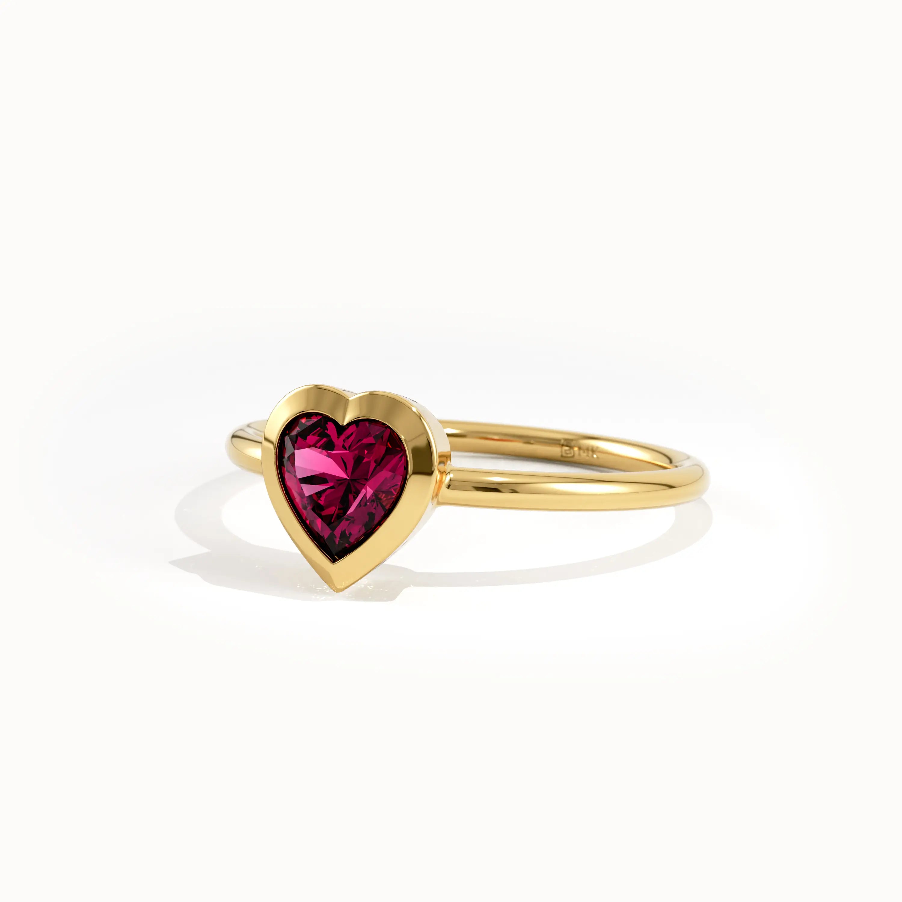 Bezel Ruby Heart Ring for Women - BRENNMORE 