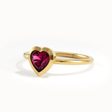 Bezel Ruby Heart Ring for Women - BRENNMORE