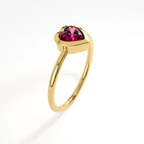 Bezel Ruby Heart Ring - BRENNMORE