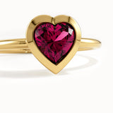 Bezel Ruby Heart Ring - BRENNMORE
