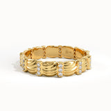 Wave Patterned Lab Diamond Wedding Band - BRENNMORE