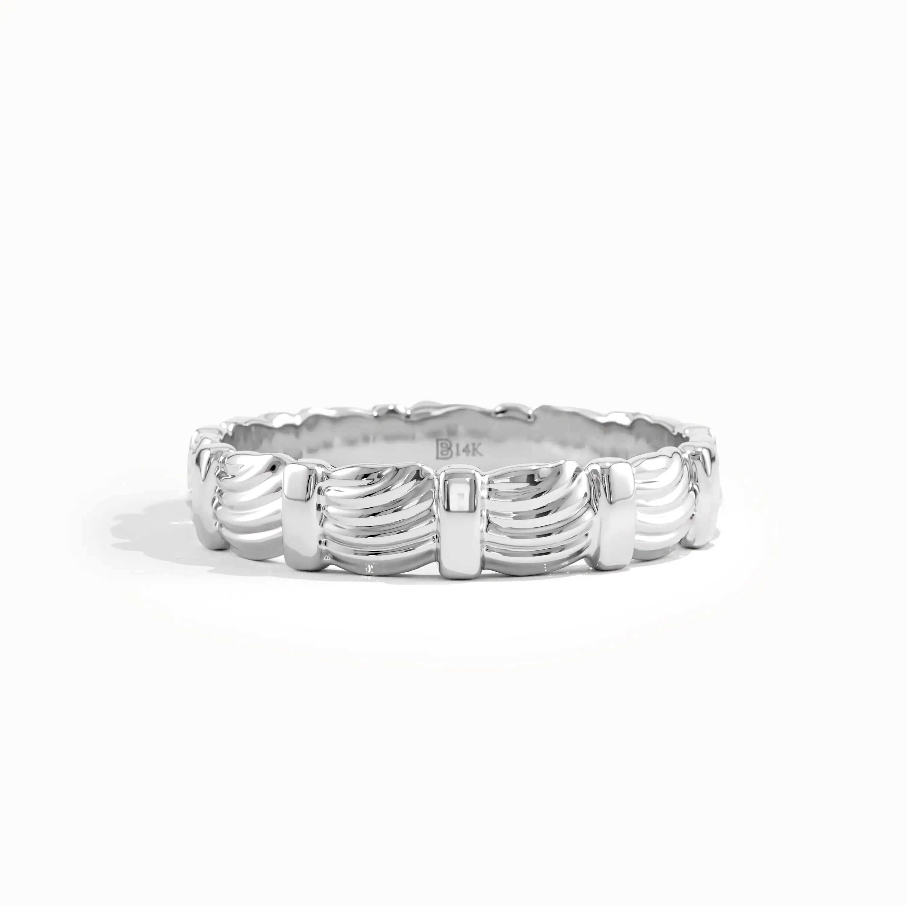 Wave Patterned Wedding Band - BRENNMORE