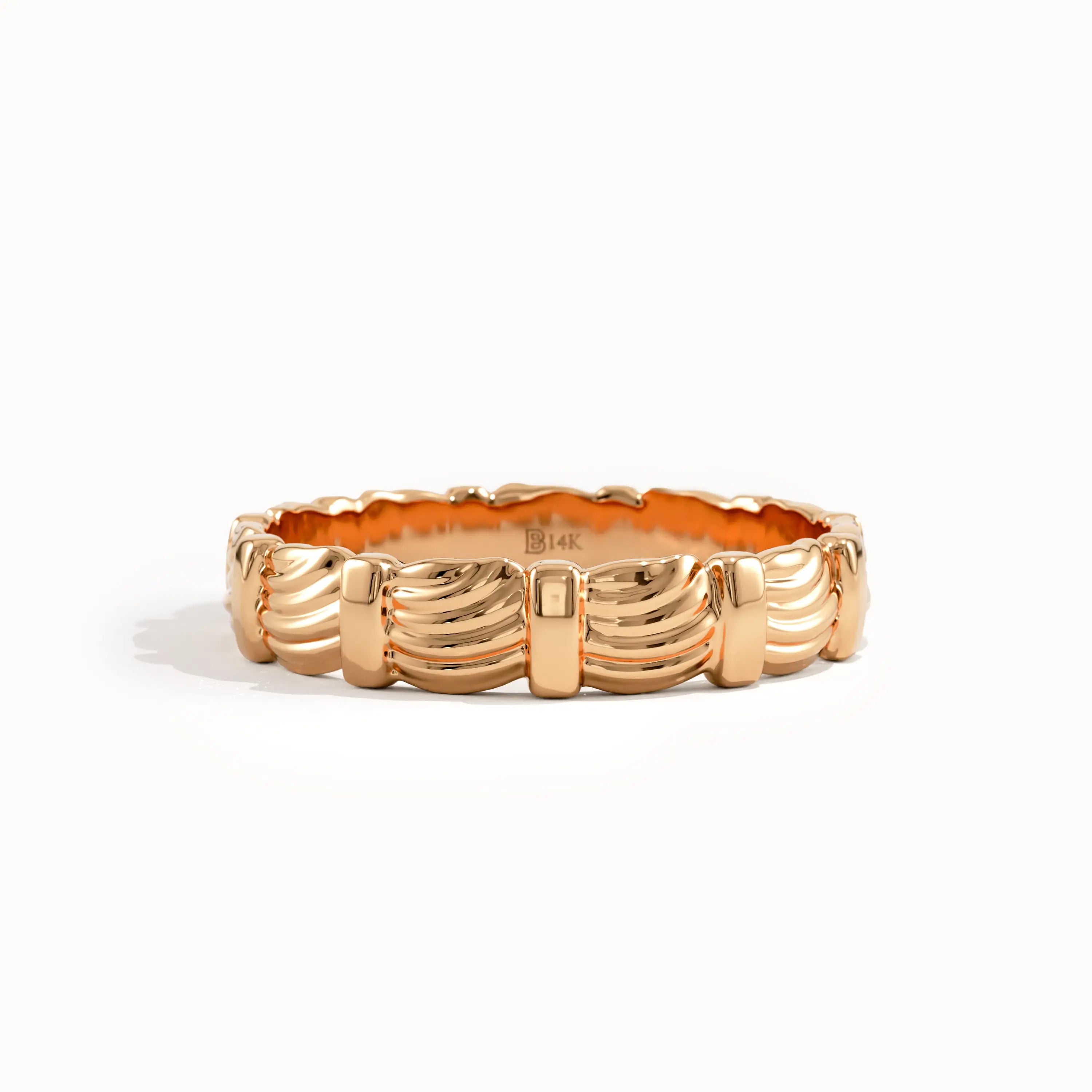 Wave Patterned Wedding Band - BRENNMORE
