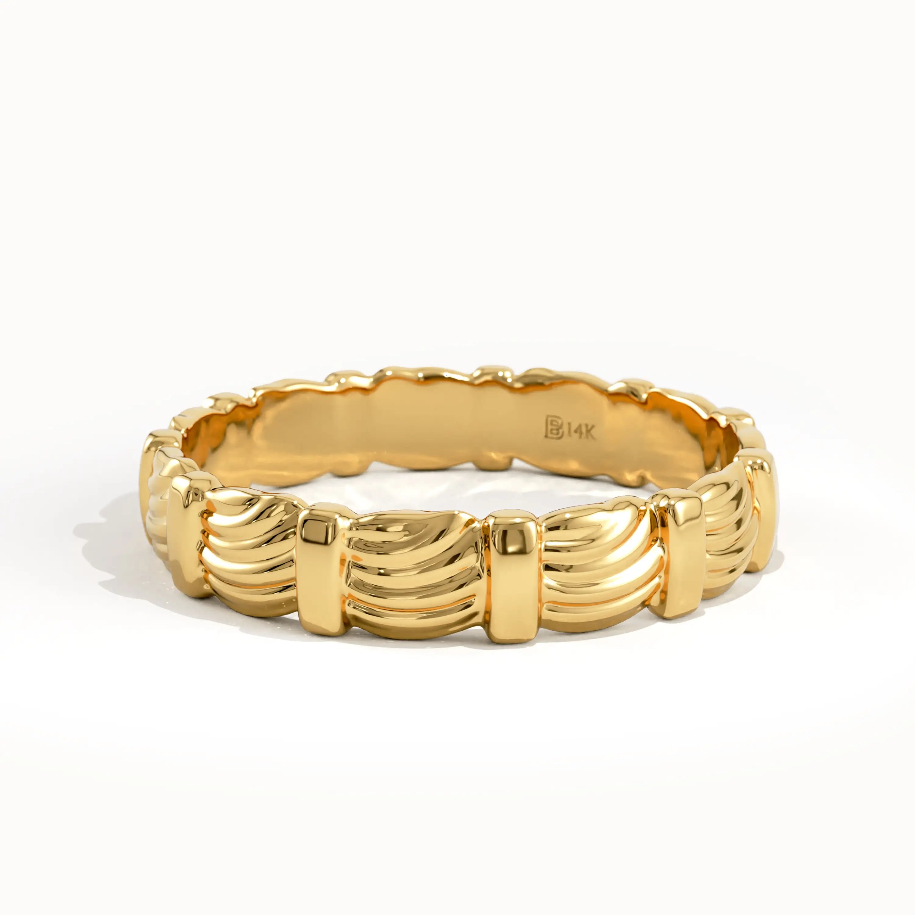 Wave Patterned Wedding Band - BRENNMORE