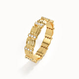 Wave Patterned Pave Wedding Band - BRENNMORE