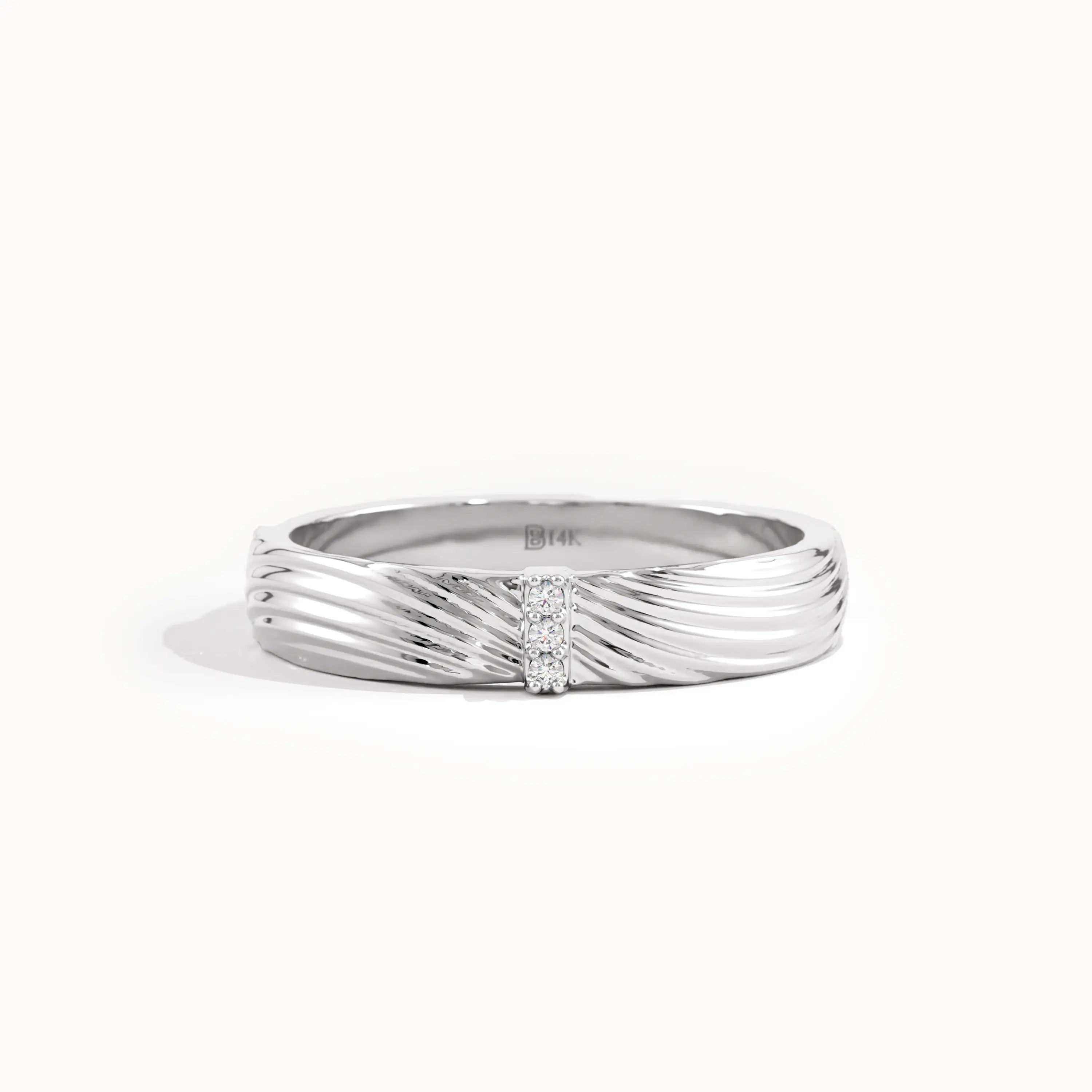 Wavy Pattern Pave Lab Diamond Band - BRENNMORE