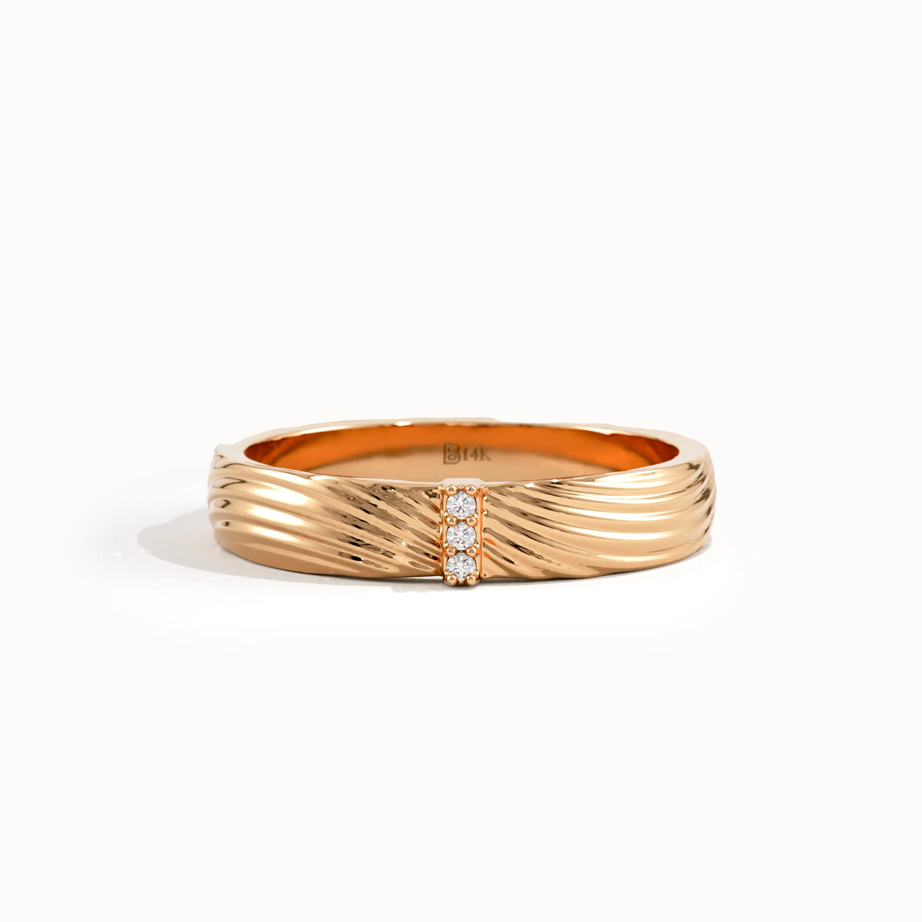 Wavy Pattern Pave Lab Diamond Band - BRENNMORE