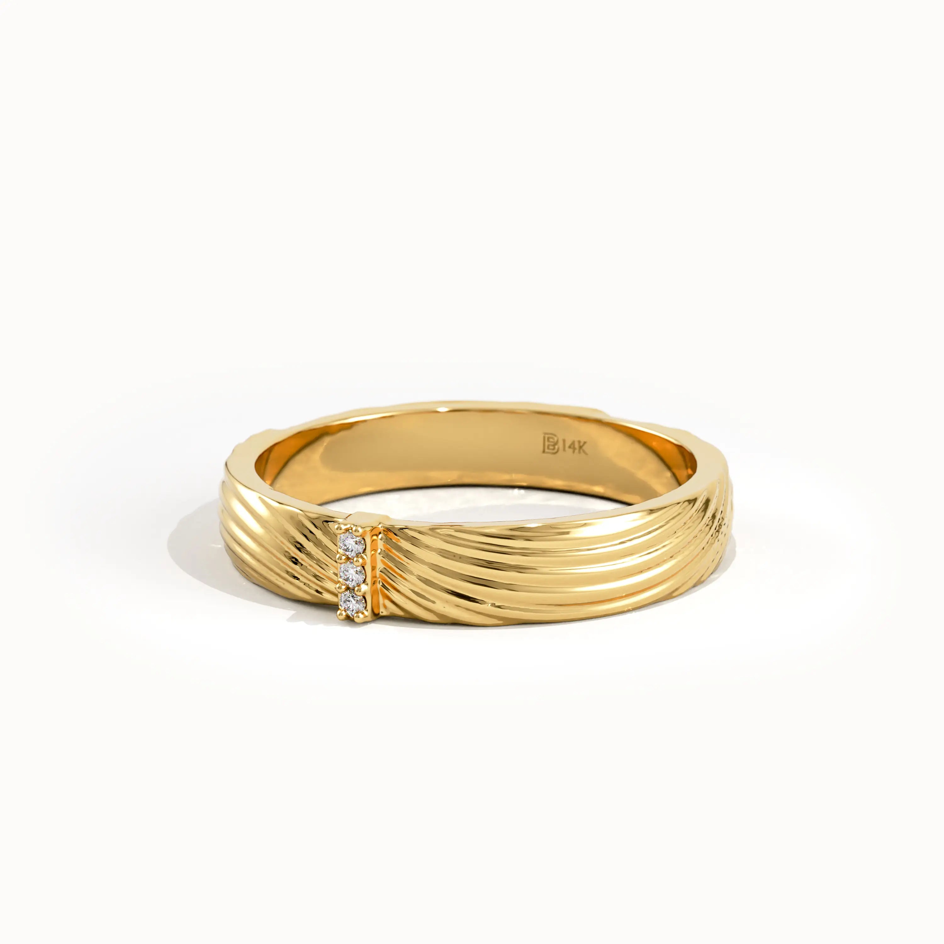 Wavy Pattern Pave Lab Diamond Band - BRENNMORE 