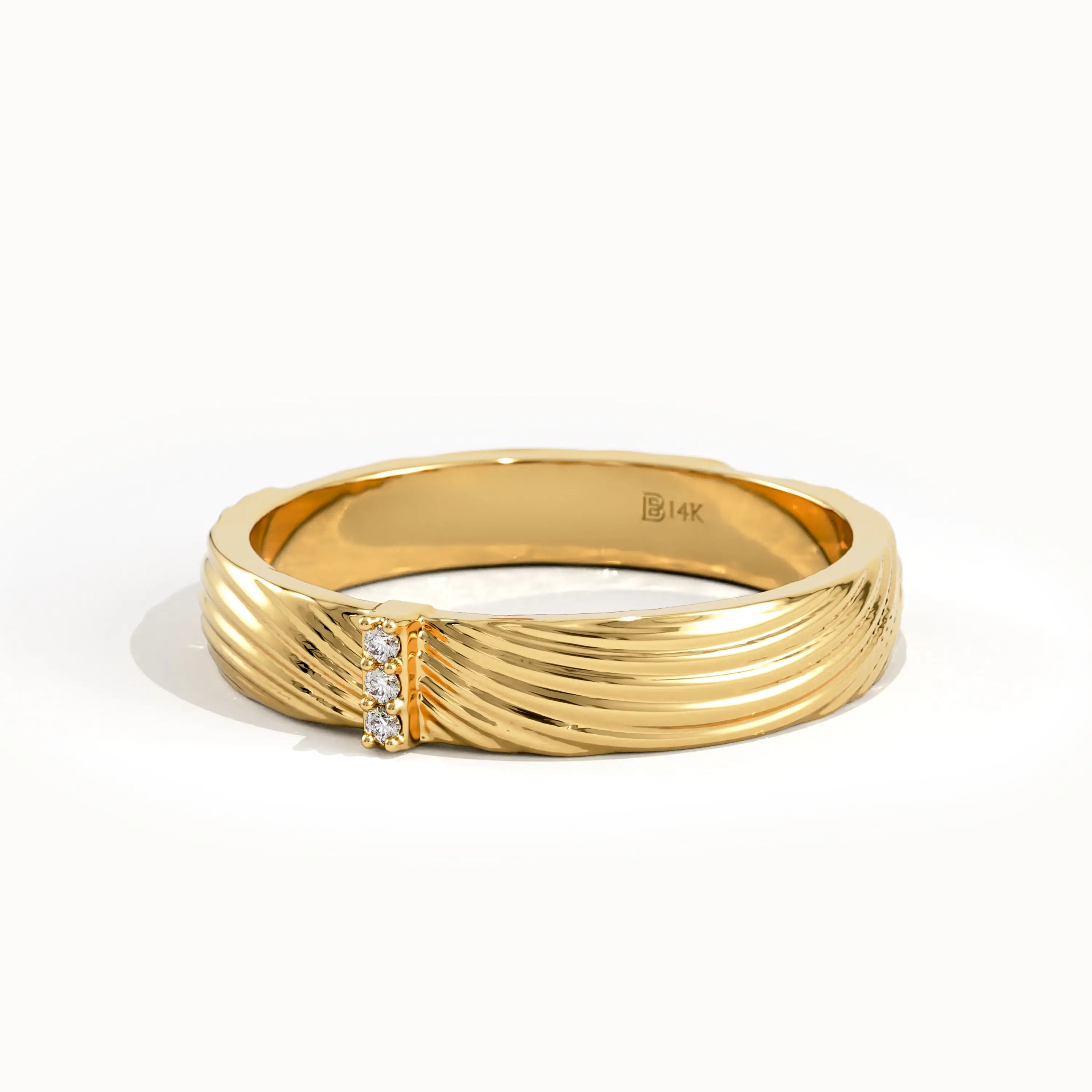 Wavy Pattern Pave Lab Diamond Band - BRENNMORE
