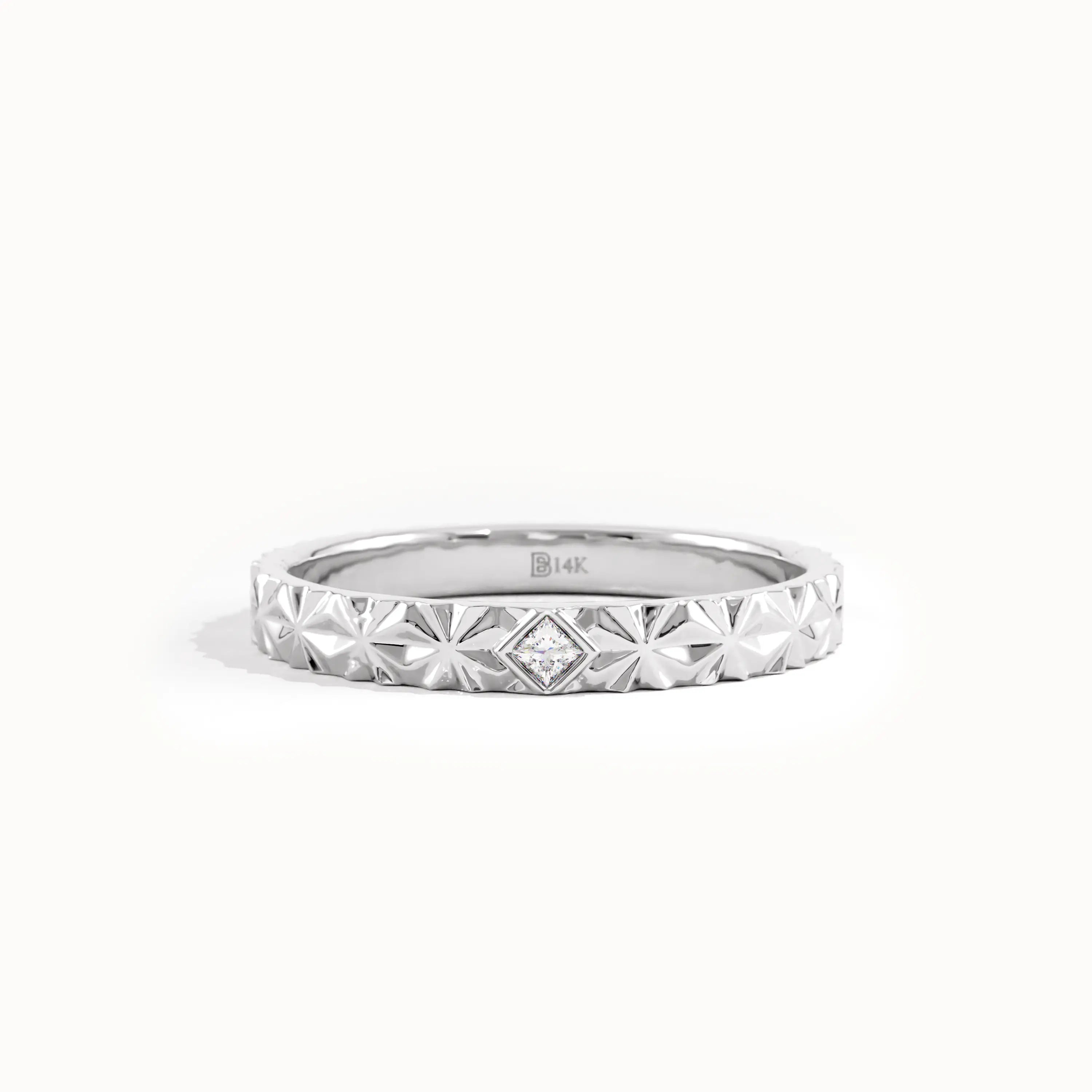 Textured Solo Lab Diamond Wedding Band - BRENNMORE
