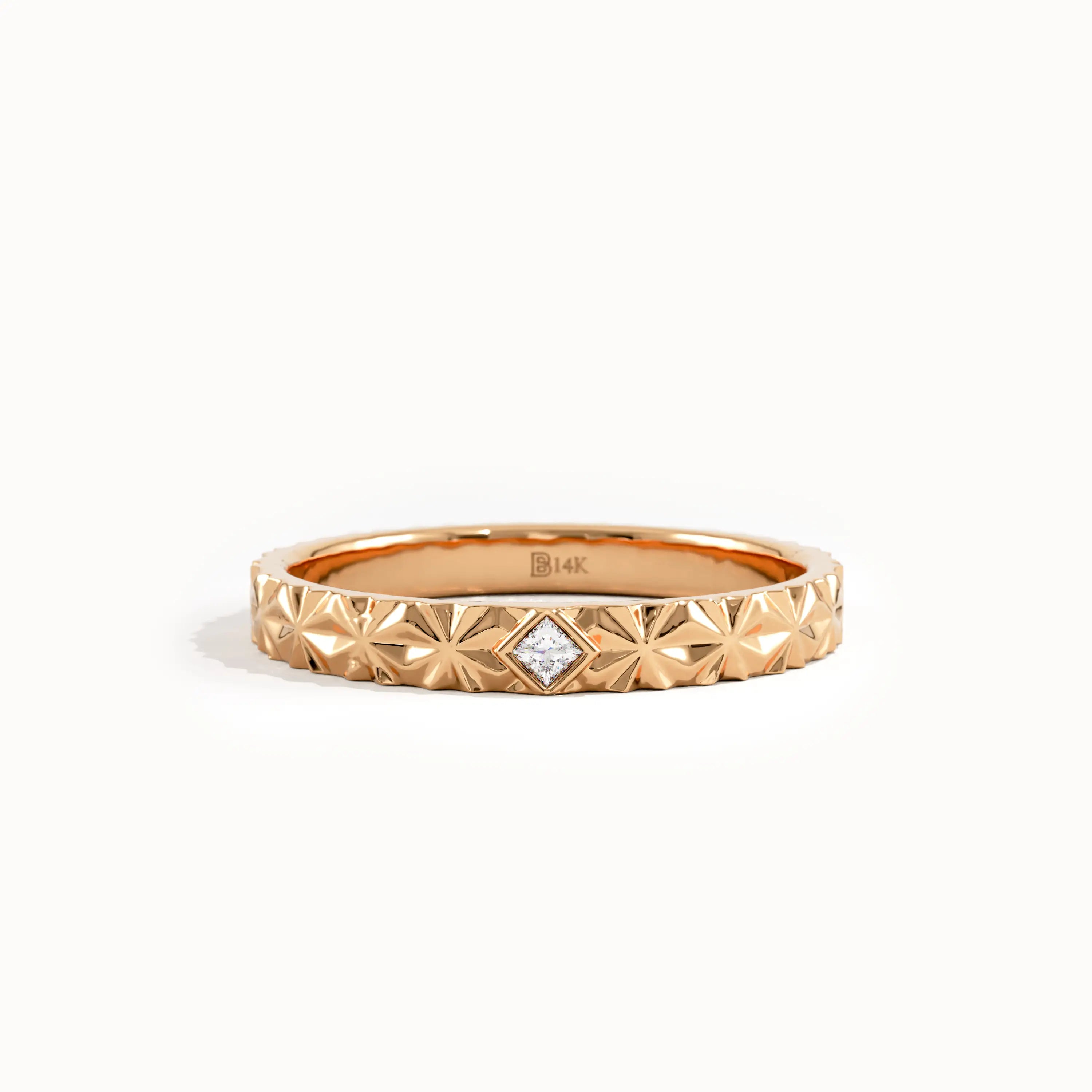 Textured Solo Lab Diamond Wedding Band - BRENNMORE