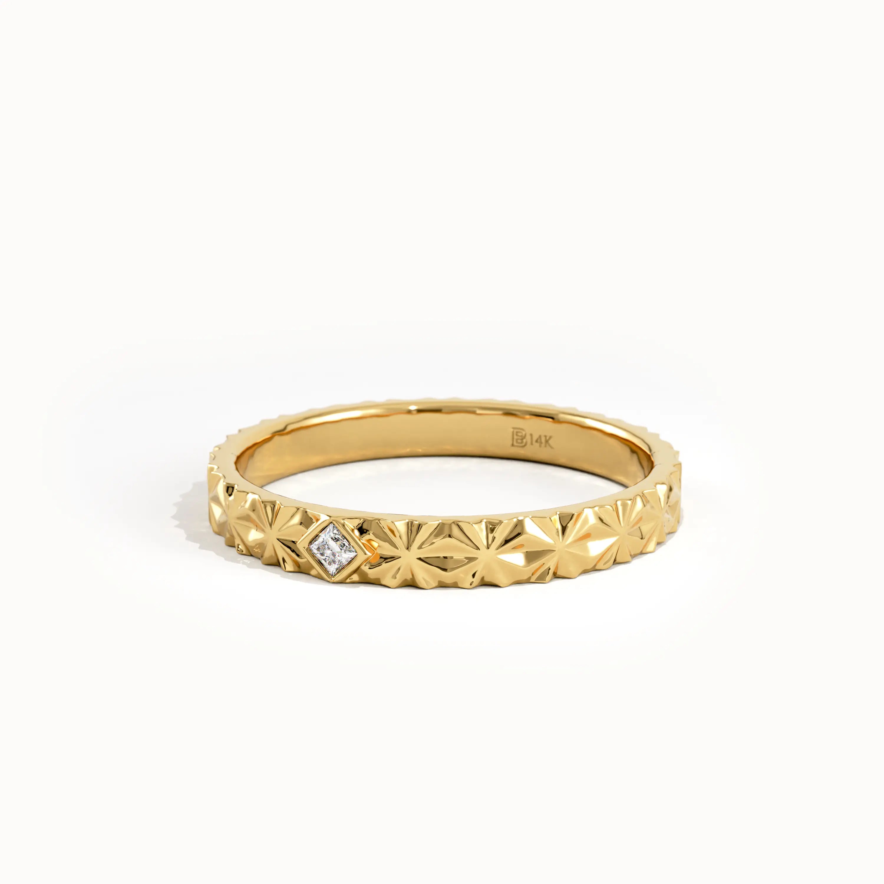 Textured Solo Lab Diamond Wedding Band - BRENNMORE 