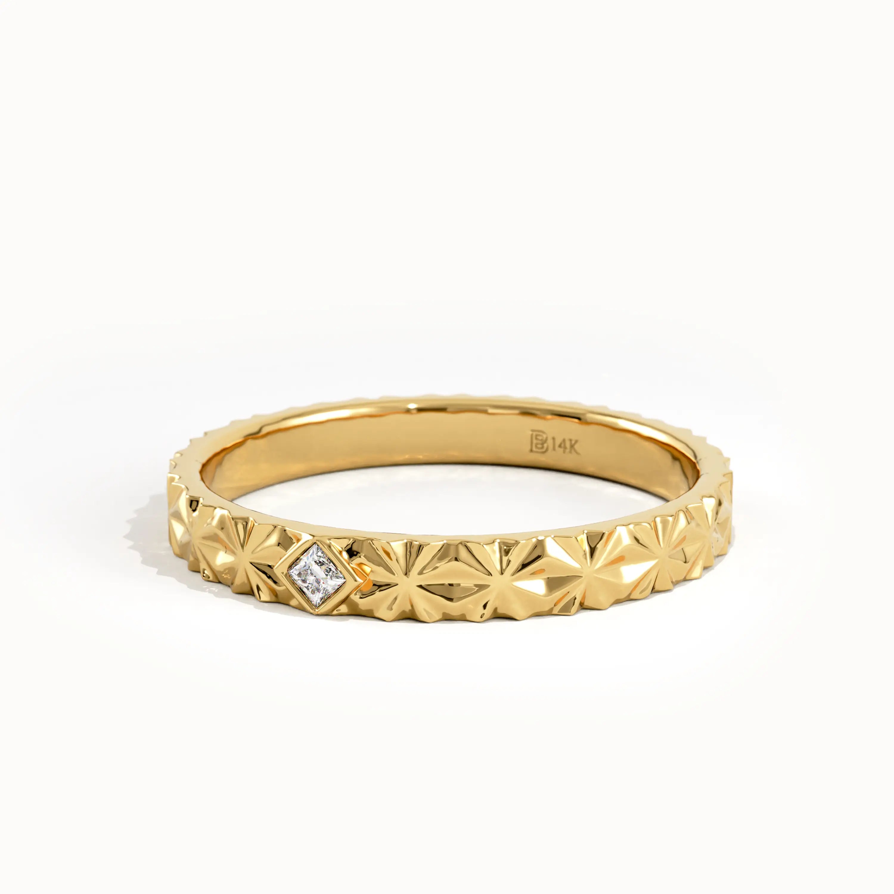 Textured Solo Lab Diamond Wedding Band - BRENNMORE