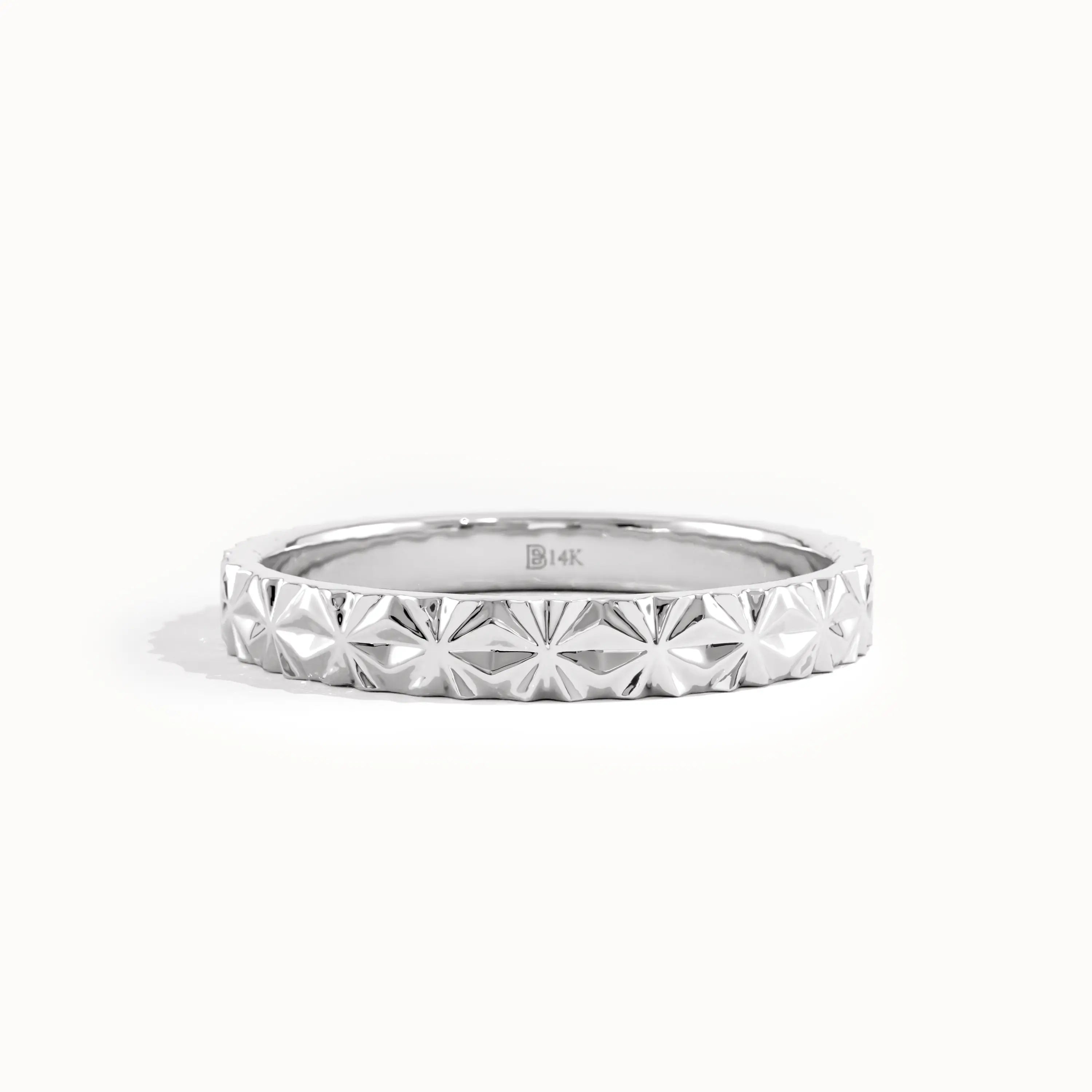 Textured Wedding Band in 14k Gold - BRENNMORE
