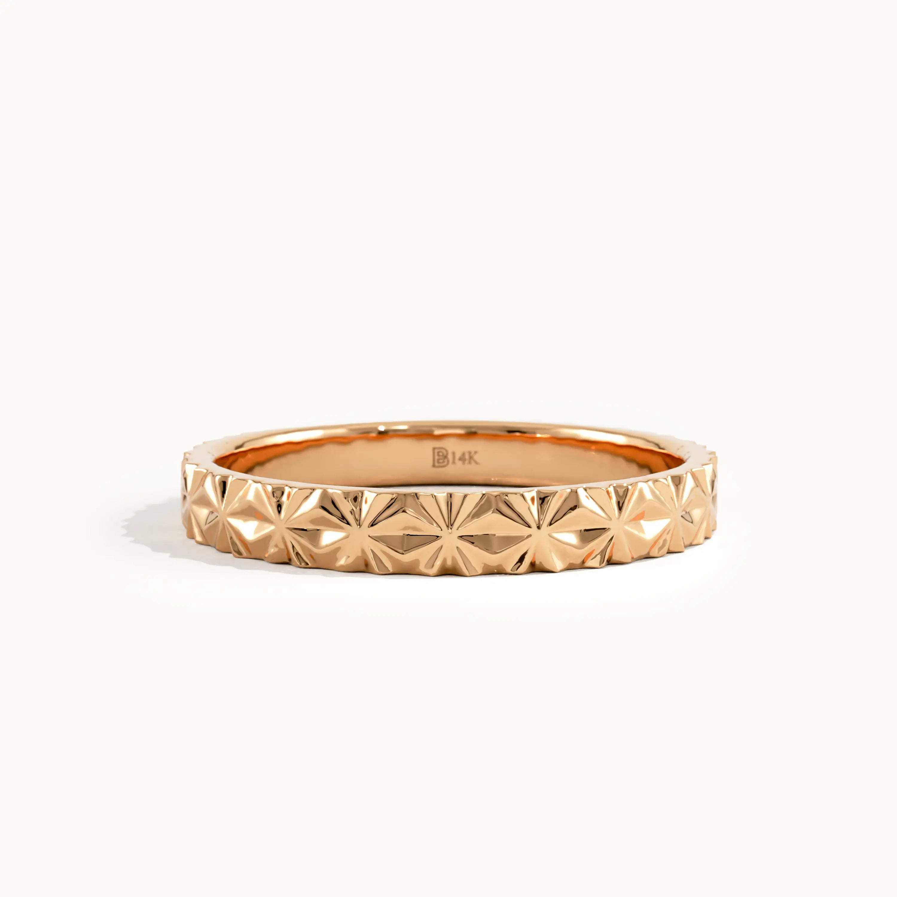 Textured Wedding Band in 14k Gold - BRENNMORE