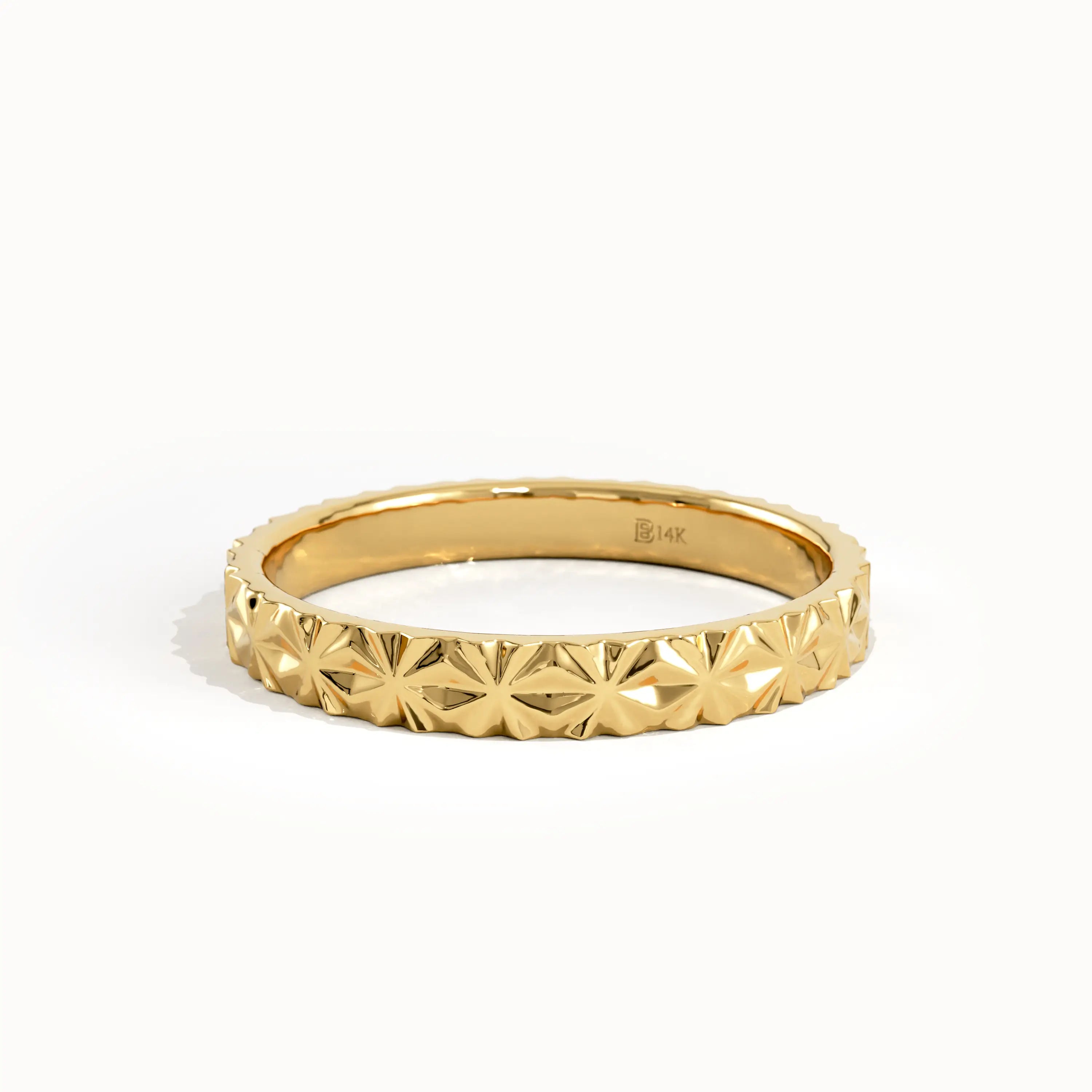 Textured Wedding Band in 14k Gold - BRENNMORE 