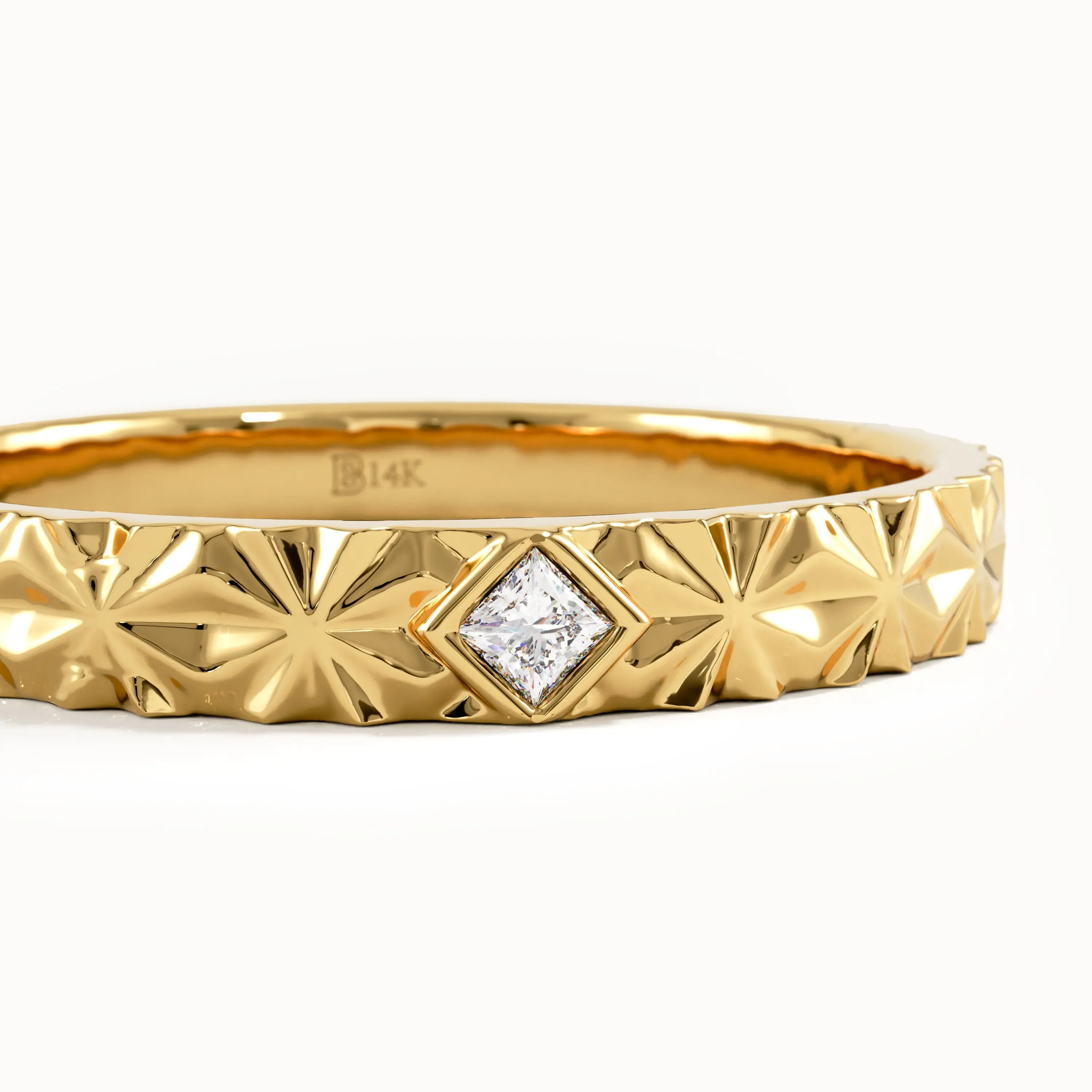 Textured Lab Diamond Wedding Band - BRENNMORE 
