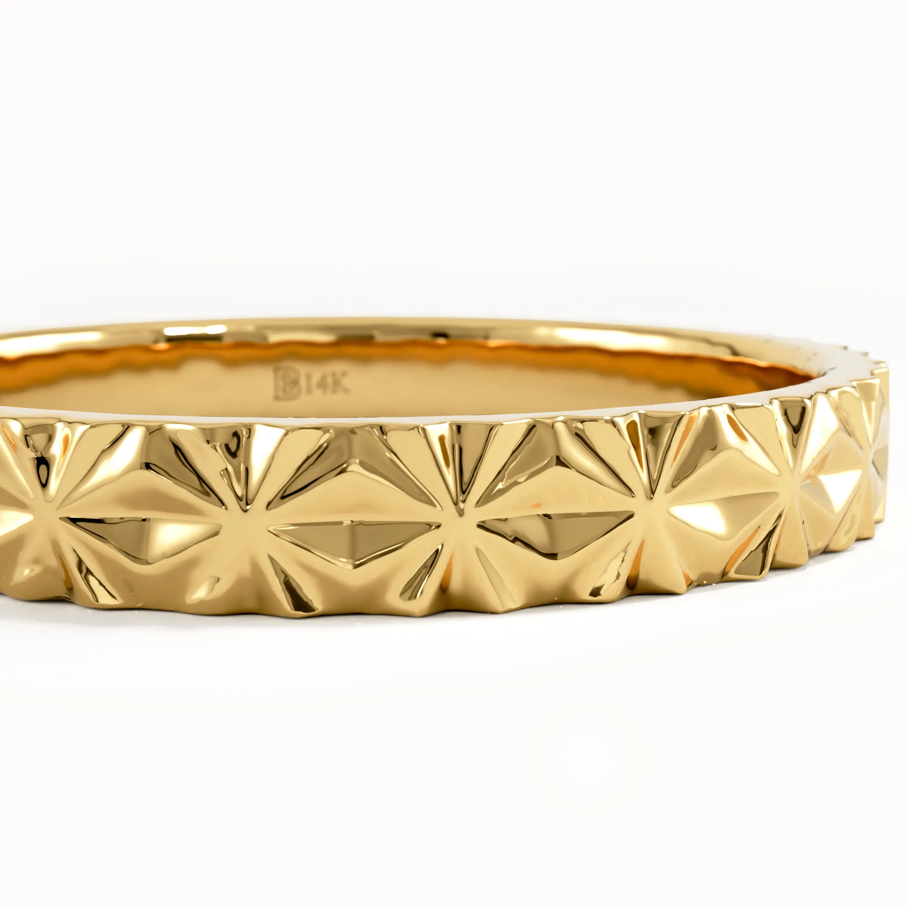Textured Wedding Band in 14k Gold - BRENNMORE 