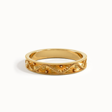 Flower Engraved Wedding Band - BRENNMORE