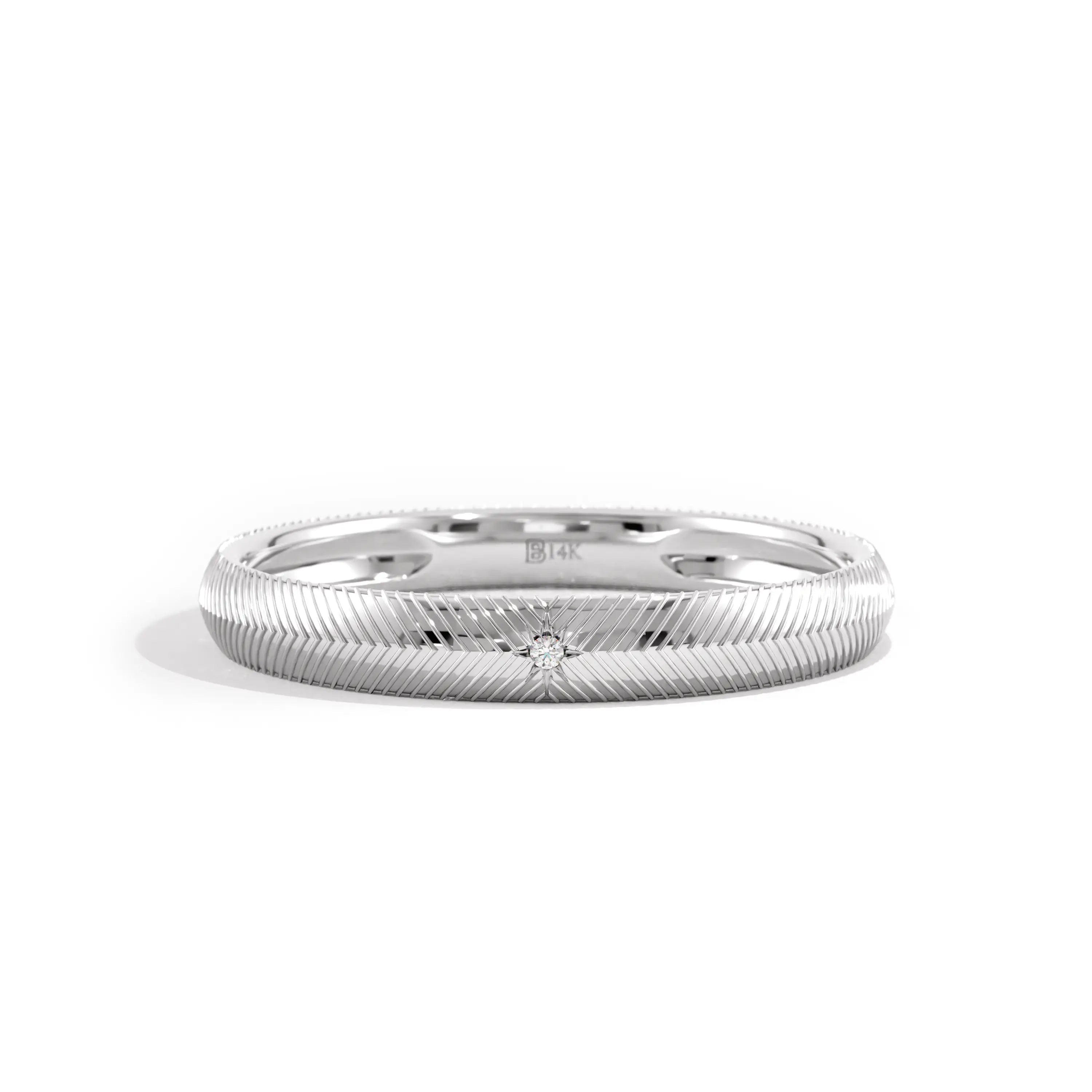 Textured Gold Wedding Band Women - BRENNMORE
