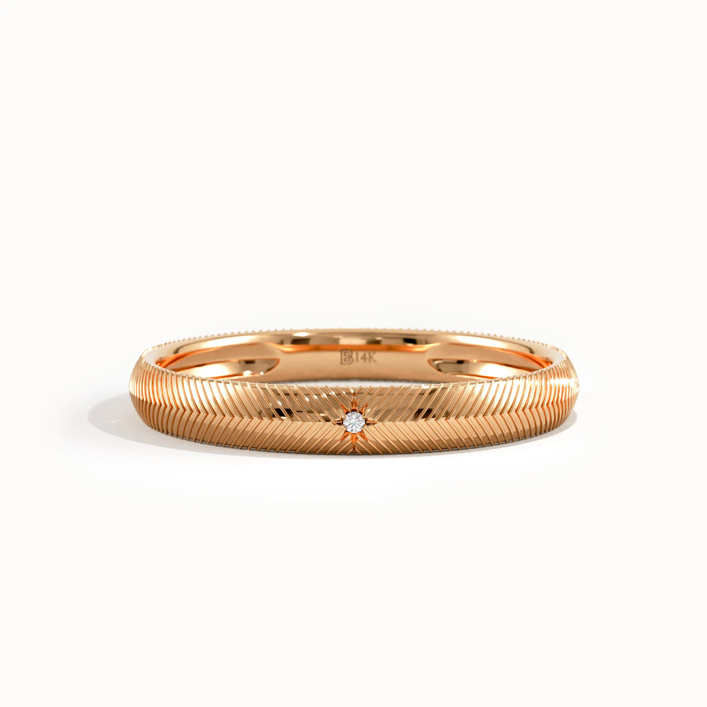 Textured Gold Wedding Band Women - BRENNMORE
