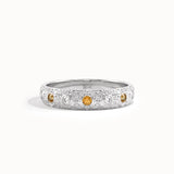 Citrine & Lab Diamond Wedding Band