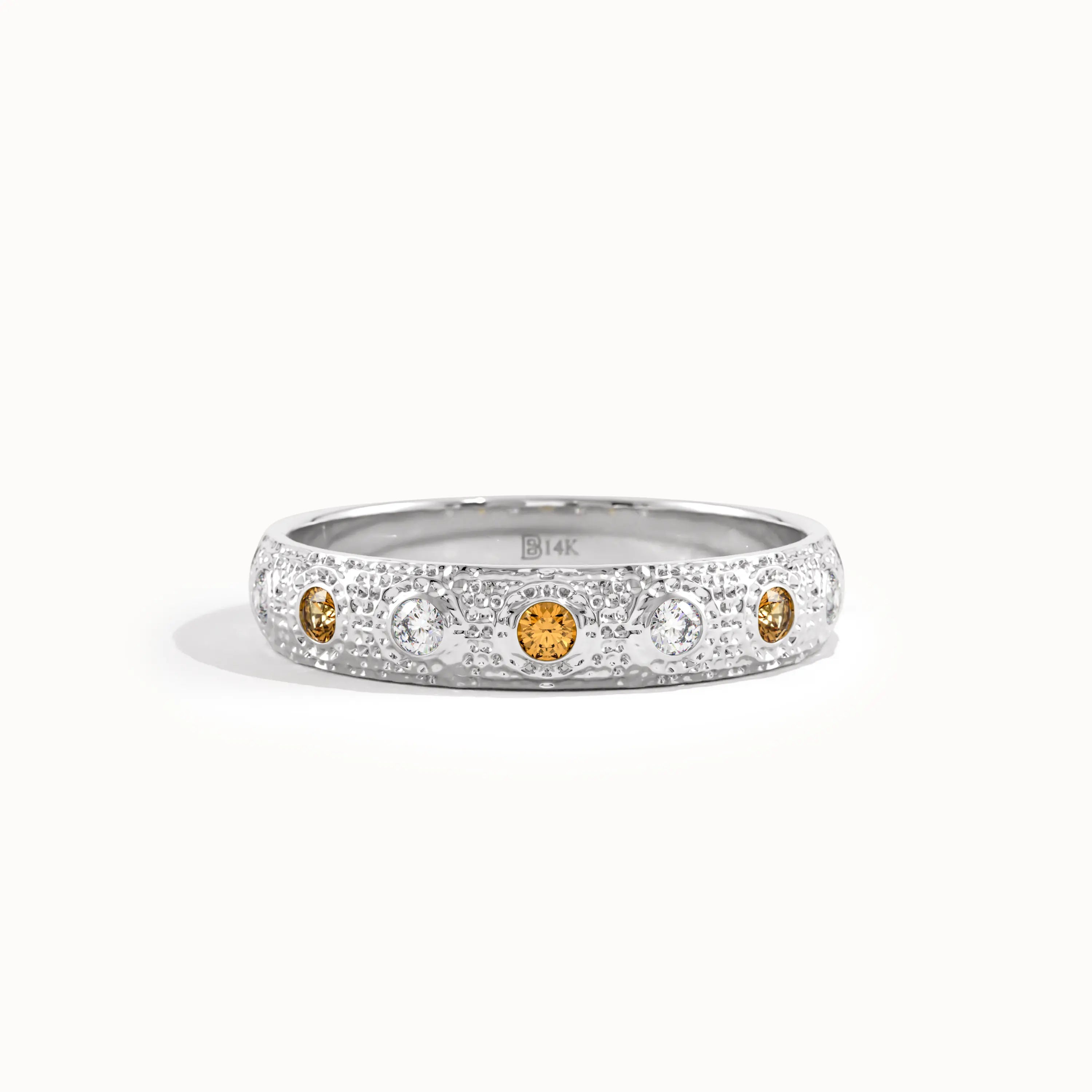 Citrine & Lab Diamond Wedding Band