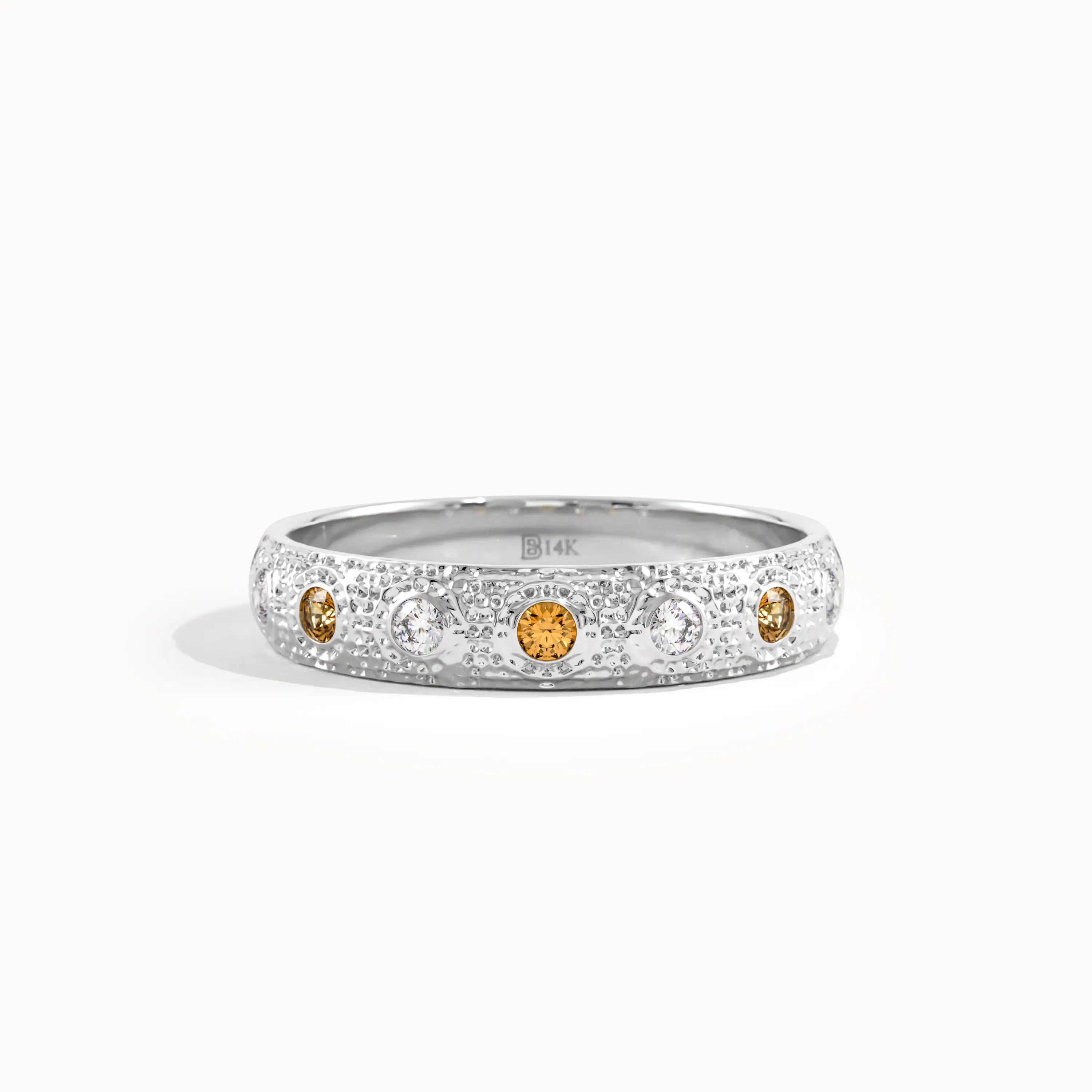 Citrine & Lab Diamond Wedding Band - BRENNMORE