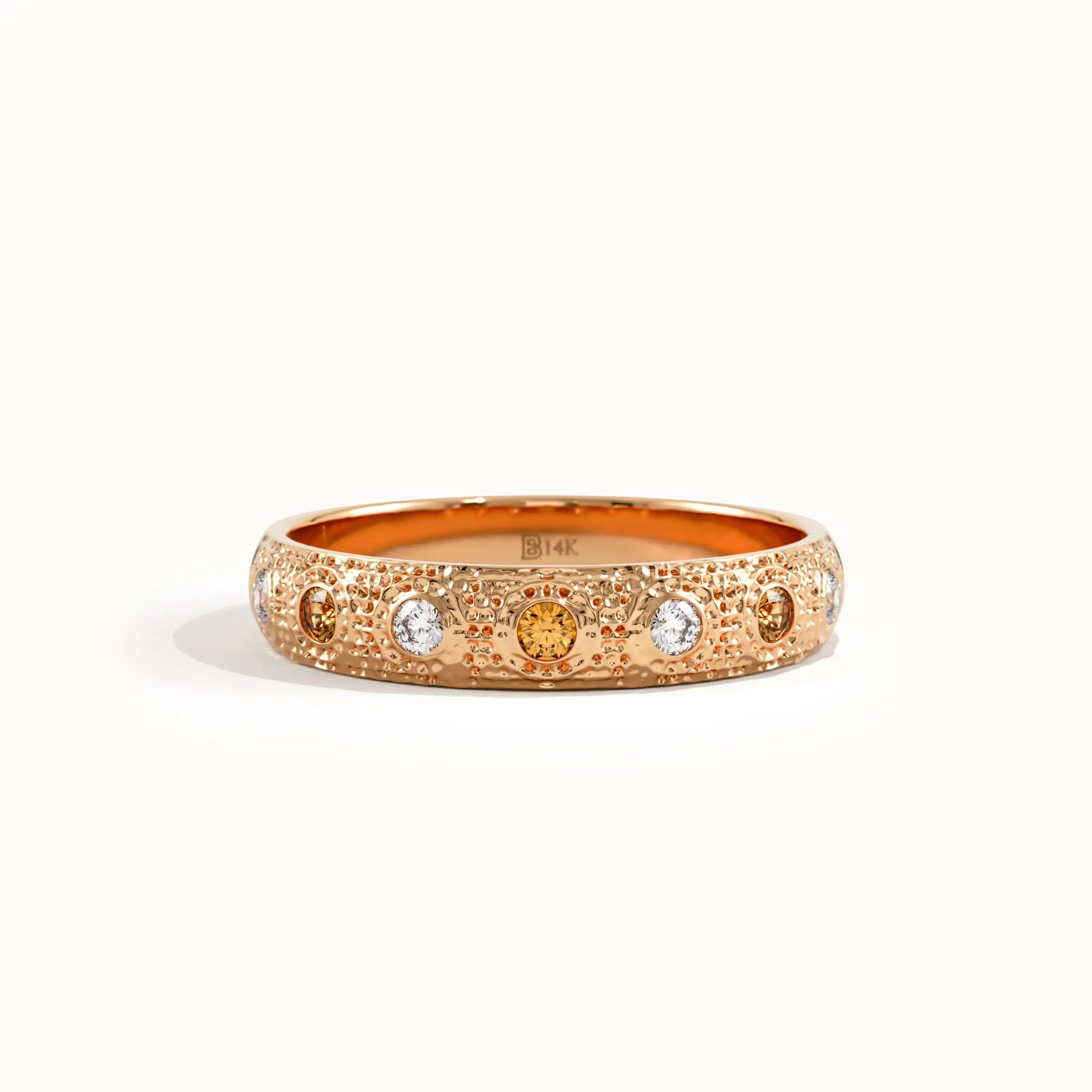 Citrine & Lab Diamond Wedding Band - BRENNMORE