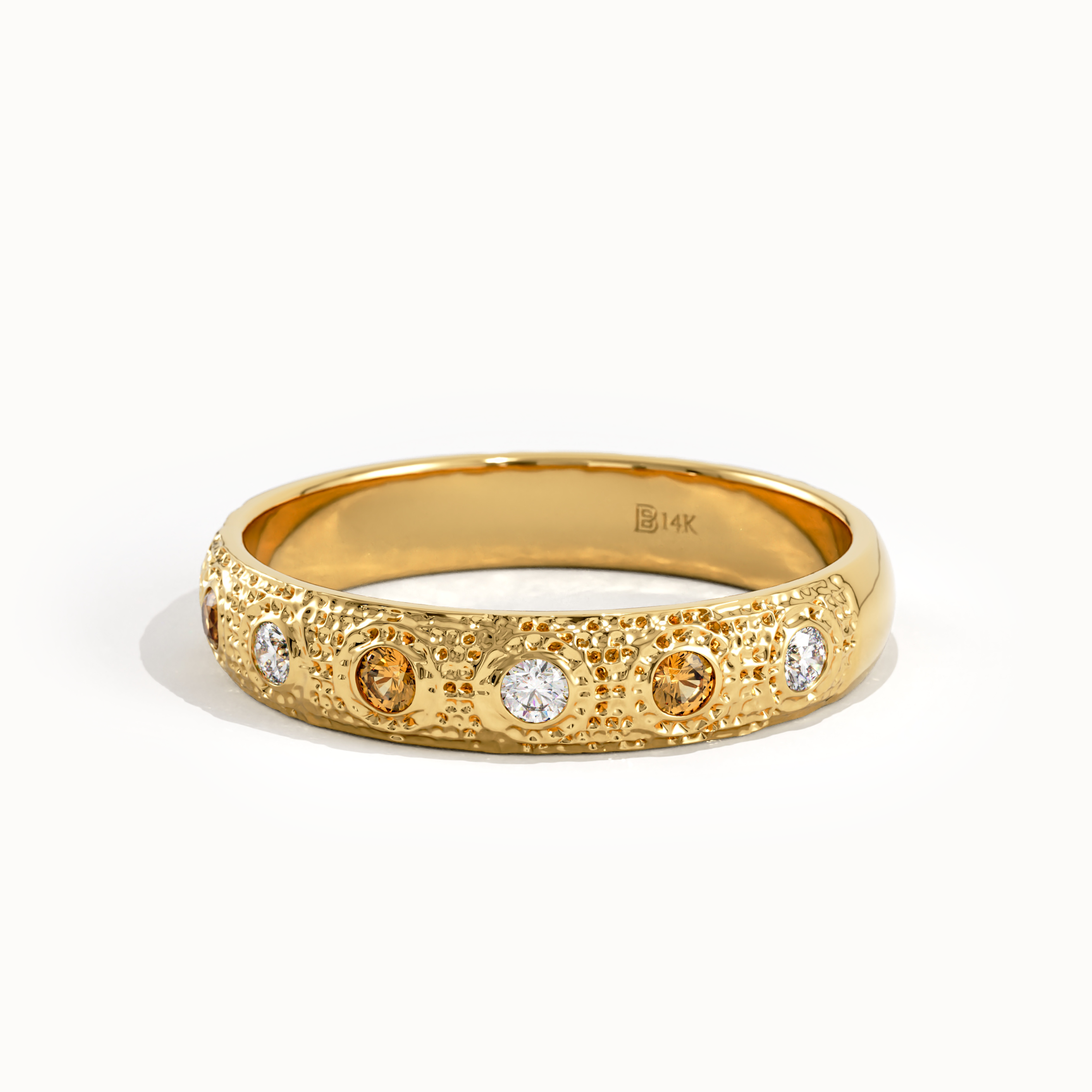 Citrine & Lab Diamond Wedding Band - BRENNMORE
