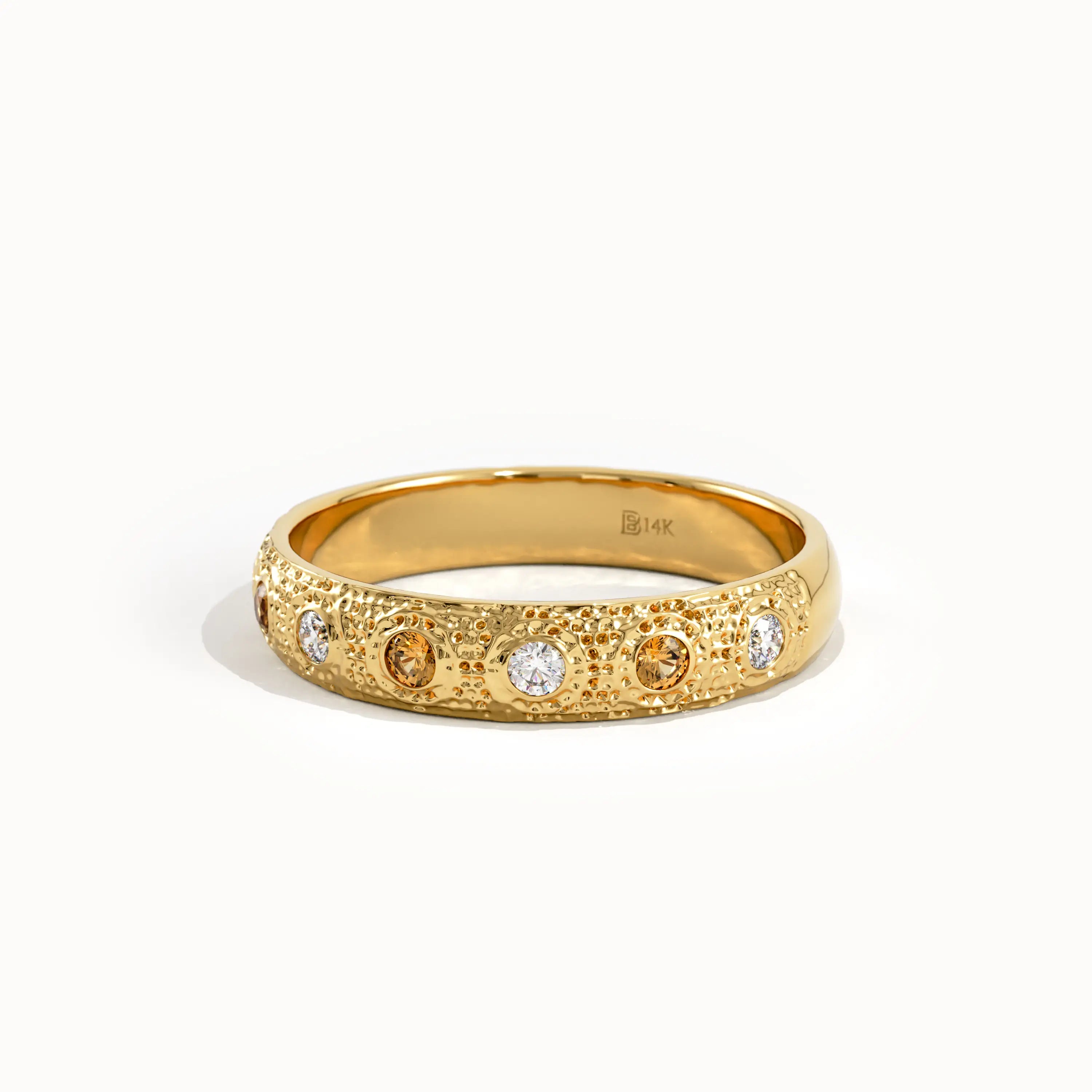 Citrine & Lab Diamond Wedding Band - BRENNMORE 