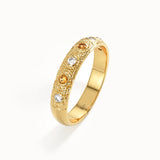 Citrine & Lab Diamond Wedding Band