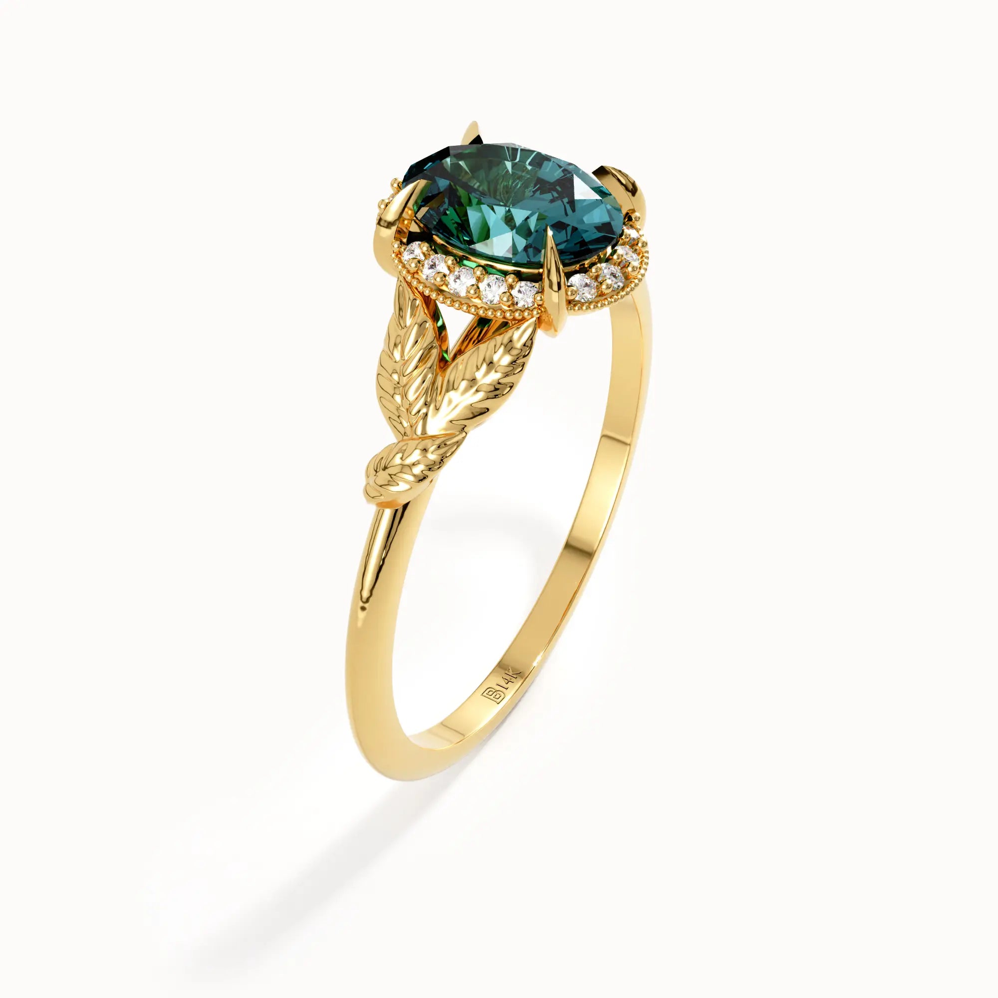 Teal Sapphire Engagement Ring - BRENNMORE 