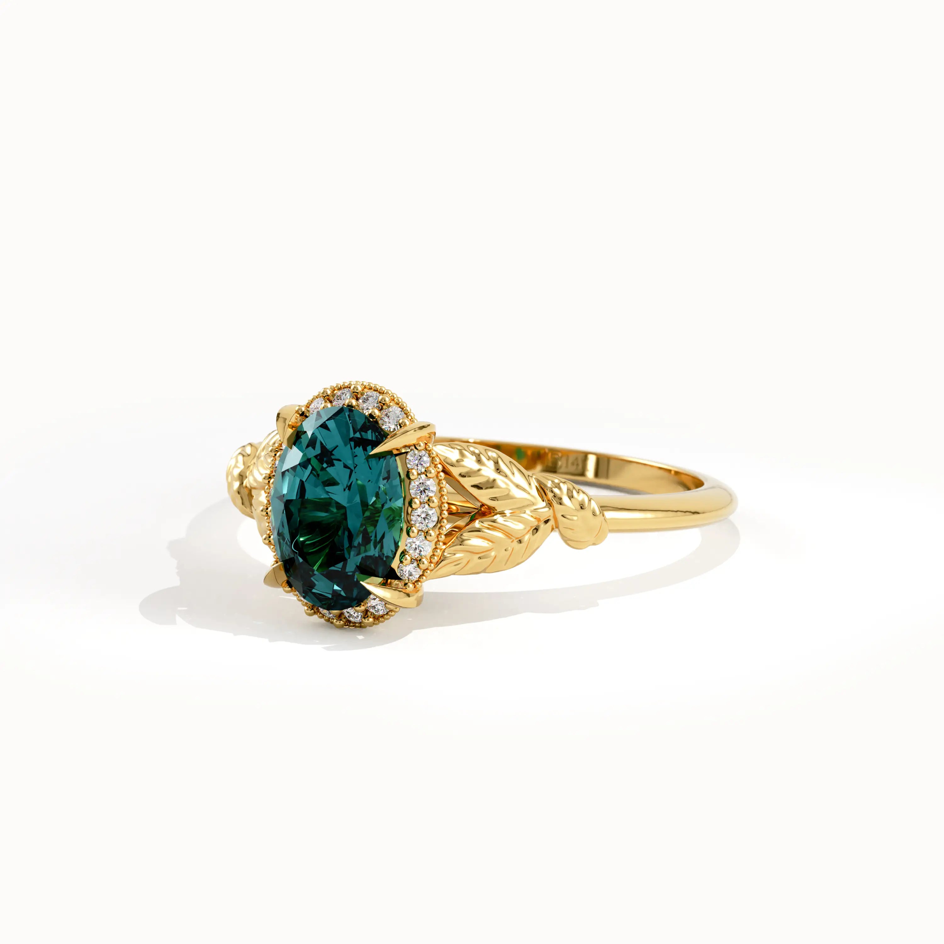 Teal Sapphire Engagement Ring - BRENNMORE 